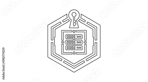 Icon of Digital Security, Lock and Shield Representation in Vector Style