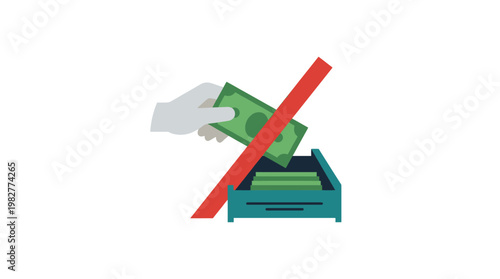 Vector Icon Of Cash Deposit or Money Transfer In Financial Transaction