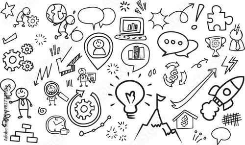 Startup Concept with Rocket & Puzzle