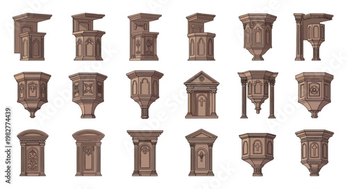 Collection of Ornate Pulpits and Lecterns, Church Furniture Designs