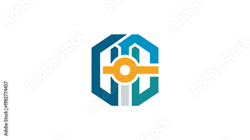 Vector Icon of Digital Cryptocurrency Lock and Key for Blockchain Security