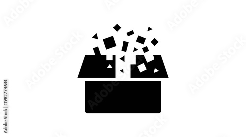 Icon Of Puzzle Pieces Falling Into Box For Concept of Problem Solving And Creativity
