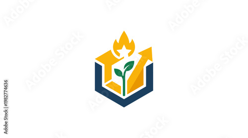 Icon of Growth and Sustainability Concept Featuring Book and Plant in Modern Vector Style