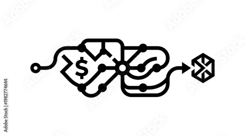 Icon of Artificial Intelligence Neural Network Data Processing in Modern Digital Technology