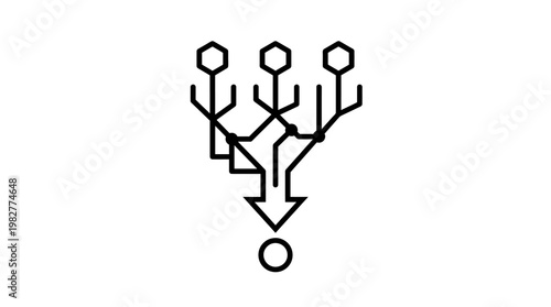 Vector Icon of a Tree Diagram Connecting Data Nodes in Flat Design Style