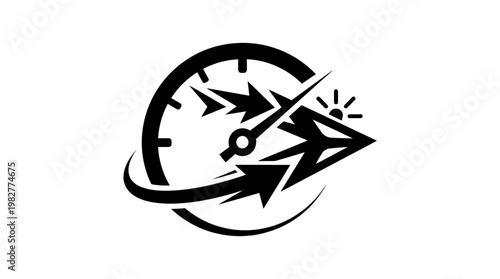 Vector Icon Of Speedometer And Arrow Indicating Rapid Movement