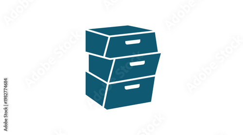 Vector Icon of a Filing Cabinet for Office Organization and Storage