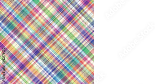 Colorful plaid pattern, multicolored background, vibrant texture, geometric design