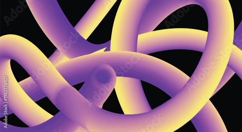 Vibrant purple, yellow gradient abstract shapes, swirling curves, vector graphic elements, modern design