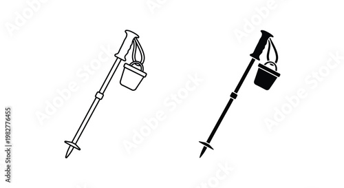Simple vector illustration of trekking poles designed for outdoor hiking adventures