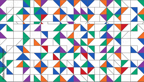 Colorful triangles arranged in a grid pattern