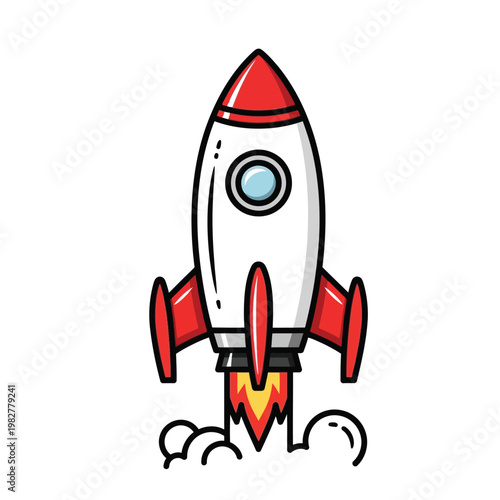 Rocket, Space, Cartoon Illustration, Vector Graphic