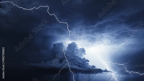 Stormy sky with lightning and clouds for environmental projects, nature documentaries, and commercials