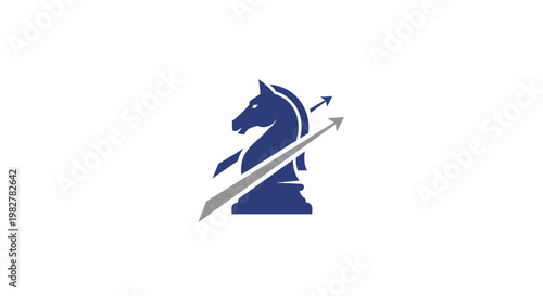 Blue knight chess piece with spear.