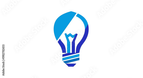Blue Light Bulb Icon Symbol.