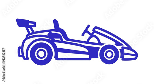 Blue racing car with spoiler.