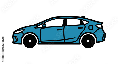 Blue Sedan Car Side View Profile.