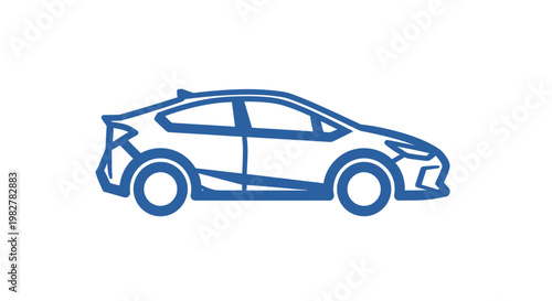 Blue sedan car side view.