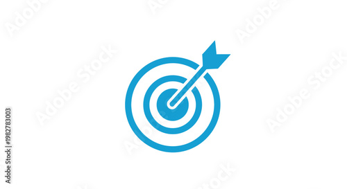 Blue target with arrow hitting bullseye.