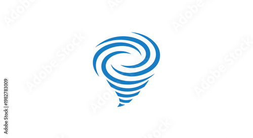 Blue swirling spiral tornado symbol icon.