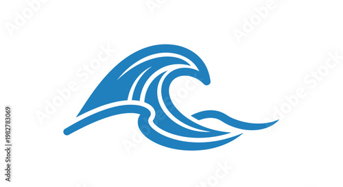 Blue wave icon graphic symbol.