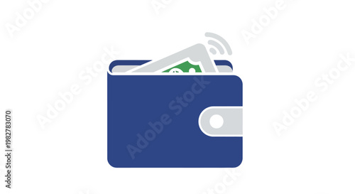 Blue wallet with cash inside.