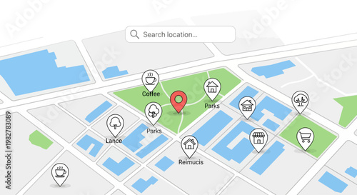 Blurred map with red location pin.