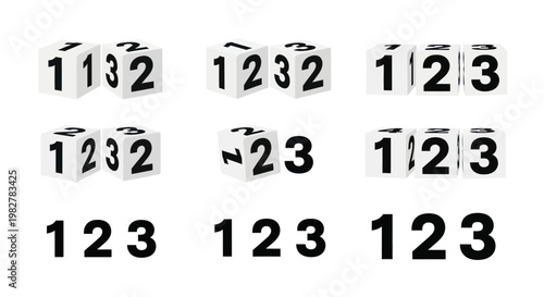 Number Blocks with Digits 1, 2, 3 - Counting, Math, Learning, Sequence, Order, Numbers