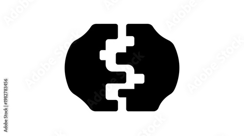 Icon of Brain Puzzle Piece in Dark Style for Mental Health and Cognitive Connection