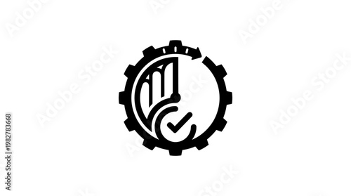 Icon of Mountaineer Climber with Rope and Gear in Mountain Landscape, Adventure and Outdoor Activity Vector Icon