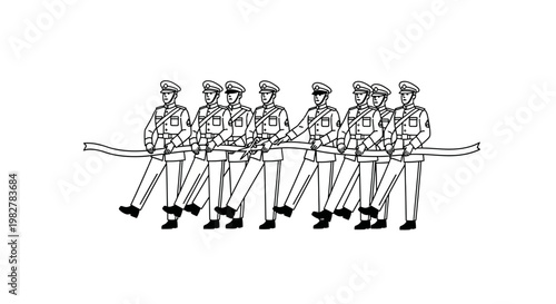 Military Parade Formation: Soldiers Marching in Uniform with Precision and Discipline