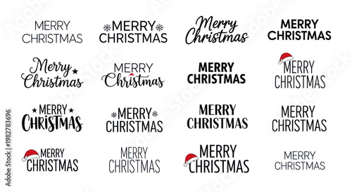 Merry Christmas Text Collection: Diverse Typography Styles and Festive Greetings
