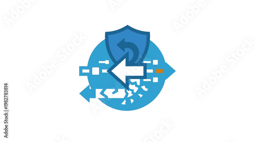 Vector Icon of Data Security Shield with Lock for Cybersecurity and Privacy Protection
