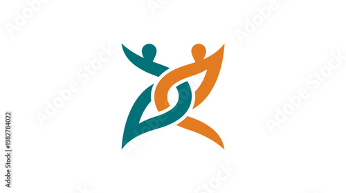 Vector Icon of Two Dynamic Human Figures Engaged in Collaborative Activity