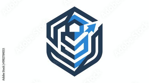 Vector Icon of a Modern Secure Shield Design for Cybersecurity and Data Protection