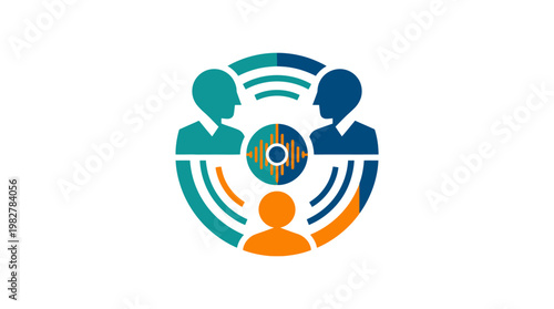 Icon representing social network communication and data sharing in digital technology style