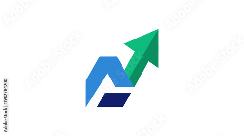 Icon of Growth Chart with Upward Arrow for Business Progress and Financial Success