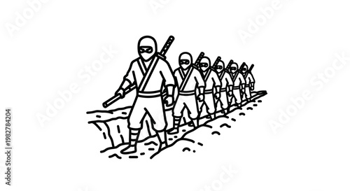 Ninja Warriors Marching in Formation