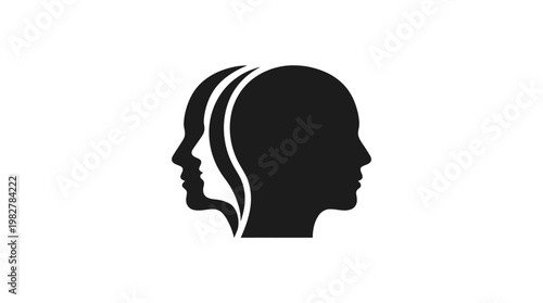 Vector Icon of Three Silhouettes of Women's Faces in Profile for Feminine Authority and Empowerment