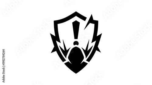 Icon of a Security Shield with Exclamation Mark for Cybersecurity and Protection