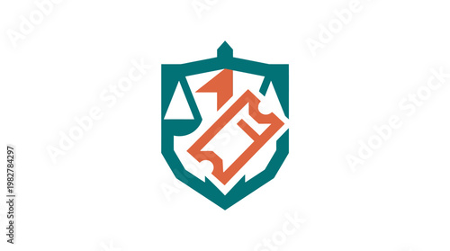 Icon Protecting Shield With Badge And Lock Representation of Security And Safety in Flat Vector Style