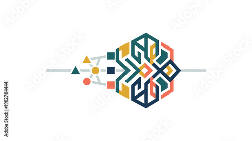 Icon of a Geometric Data Visualization Cube for Digital Analytics and Technology Design