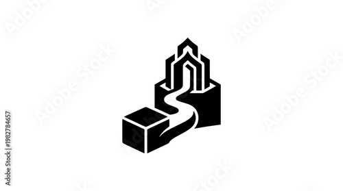 Icon of City Skyline with Modern Buildings and Urban Landscape in Vector Style