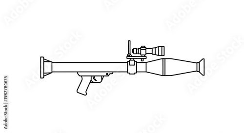Rocket Launcher with Scope - Line Art Illustration