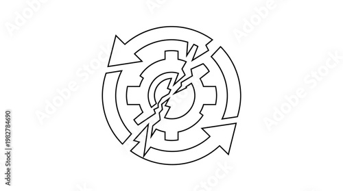 Icon of Gear and Circuit Connections in Modern Technology Style