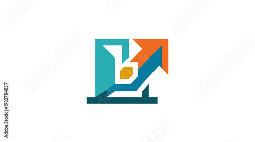 Icon of Business Growth Arrow Chart with Upward Trend in Flat Design Style