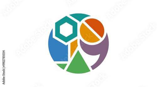 Vector Icon of Pie Chart with Data Analysis Elements for Business and Technology