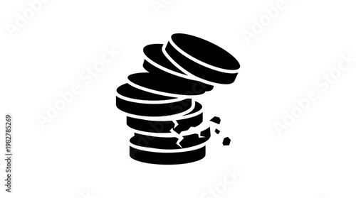 Icon of Scattered Coins in a Flat Design Style for Financial and Banking Concepts