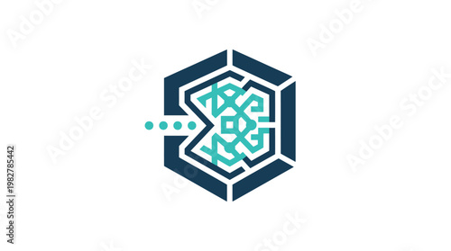 Icon of a Digital Shield in Blue with Network Connection for Cybersecurity Concept