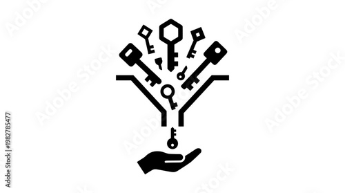 Icon of Hand Holding Abstract Technology Digital Data Network Vector Icon
